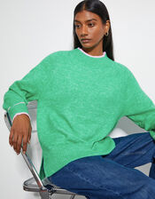 Oti Oversized Mock Neck Jumper, Green (GREEN), large