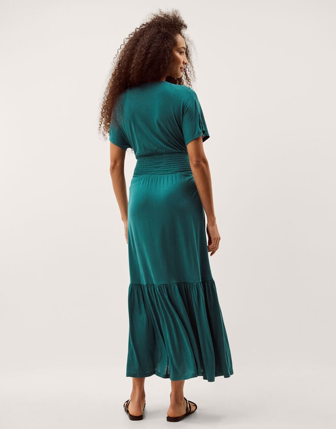Jacqui Embroidered Jersey Midi Dress, Teal (TEAL), large