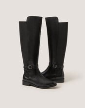 Milly Leather Knee High Boots , Black (BLACK), large