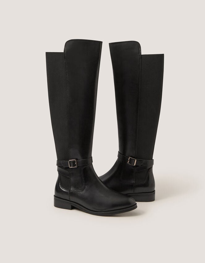 Milly Leather Knee High Boots , Black (BLACK), large