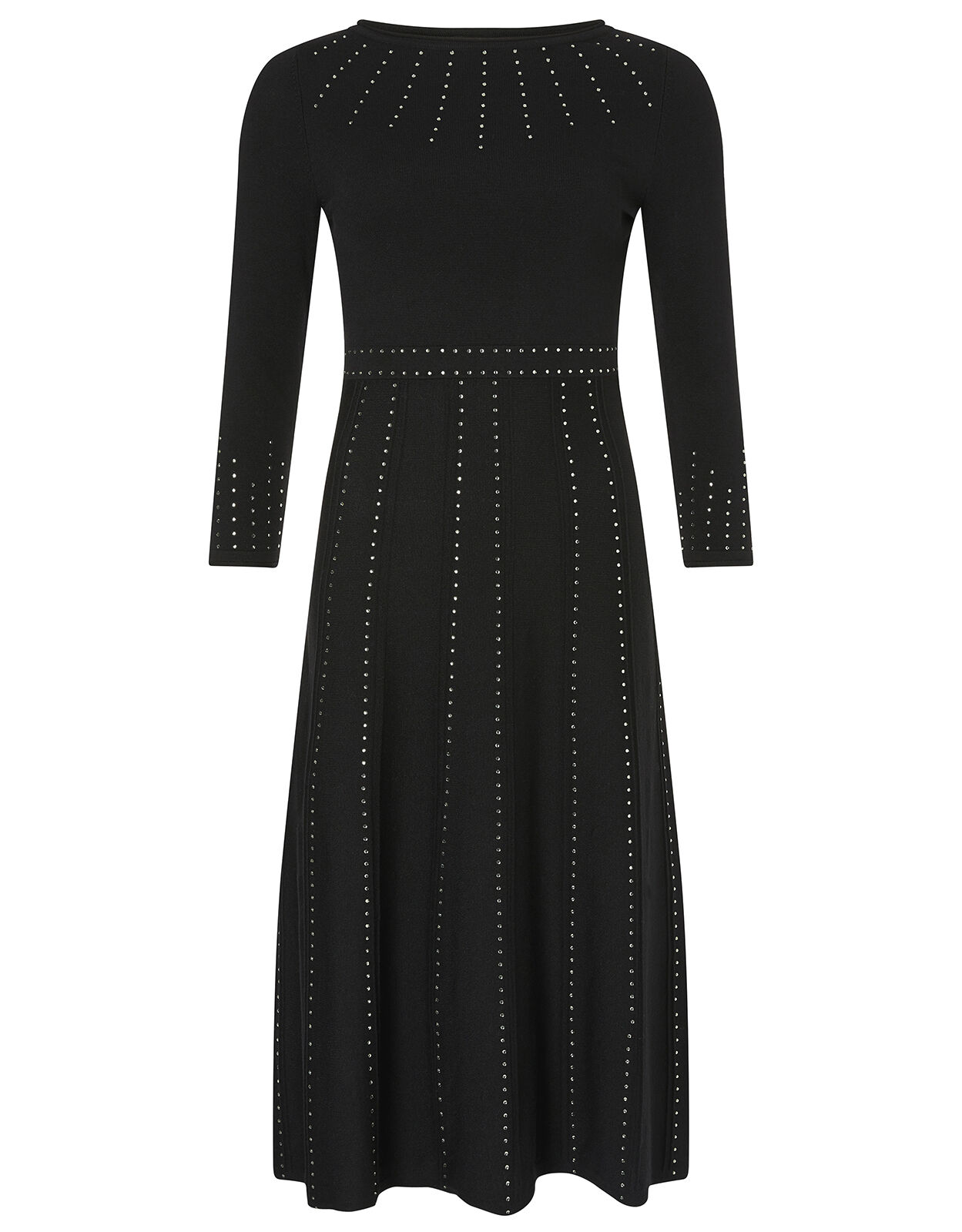 Heat Seal Gem Knit Midi Dress Black Day Dresses Monsoon Global