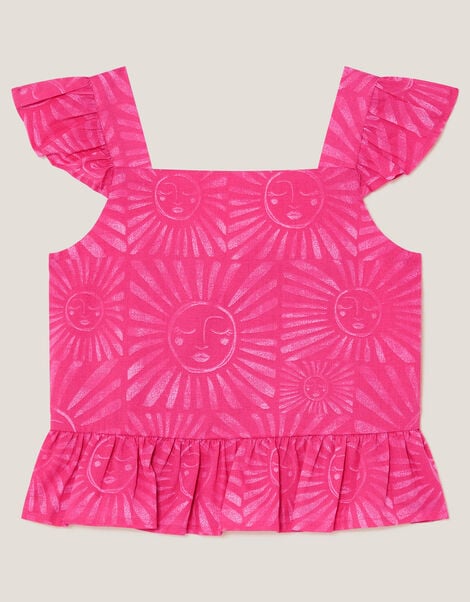 Sun Print Frilly Top, Pink (PINK), large