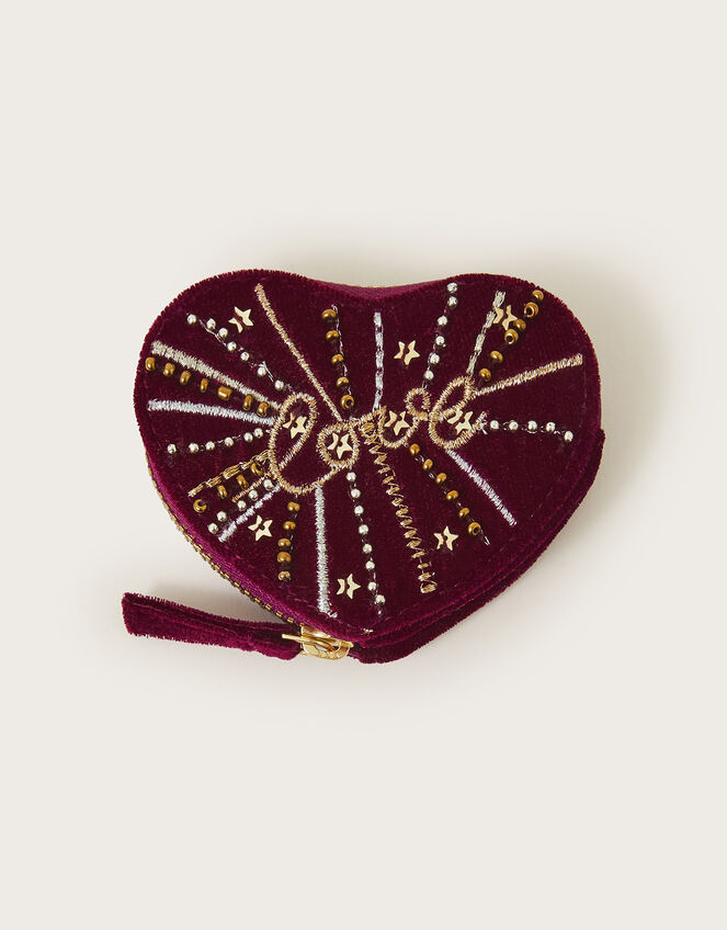 Mini Heart Embroidered Coin Purse, , large