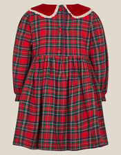 Baby Robin Tartan Print Christmas Dress, Red (RED), large
