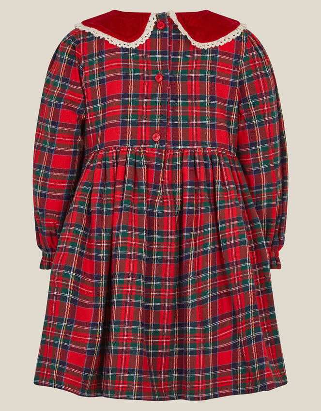 Baby Robin Tartan Print Christmas Dress, Red (RED), large