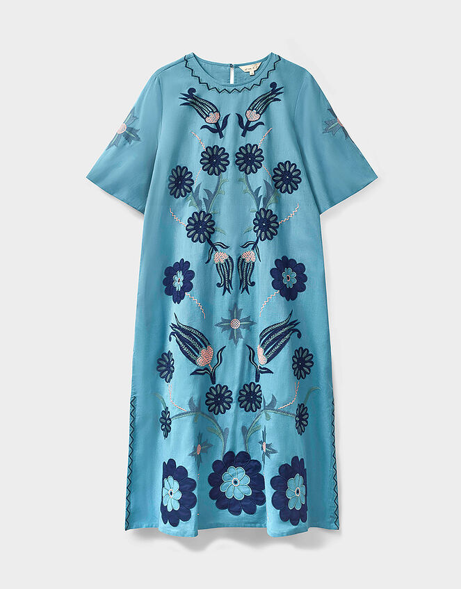 East Anyar Applique Placement Embroidery Dress, Teal (TEAL), large