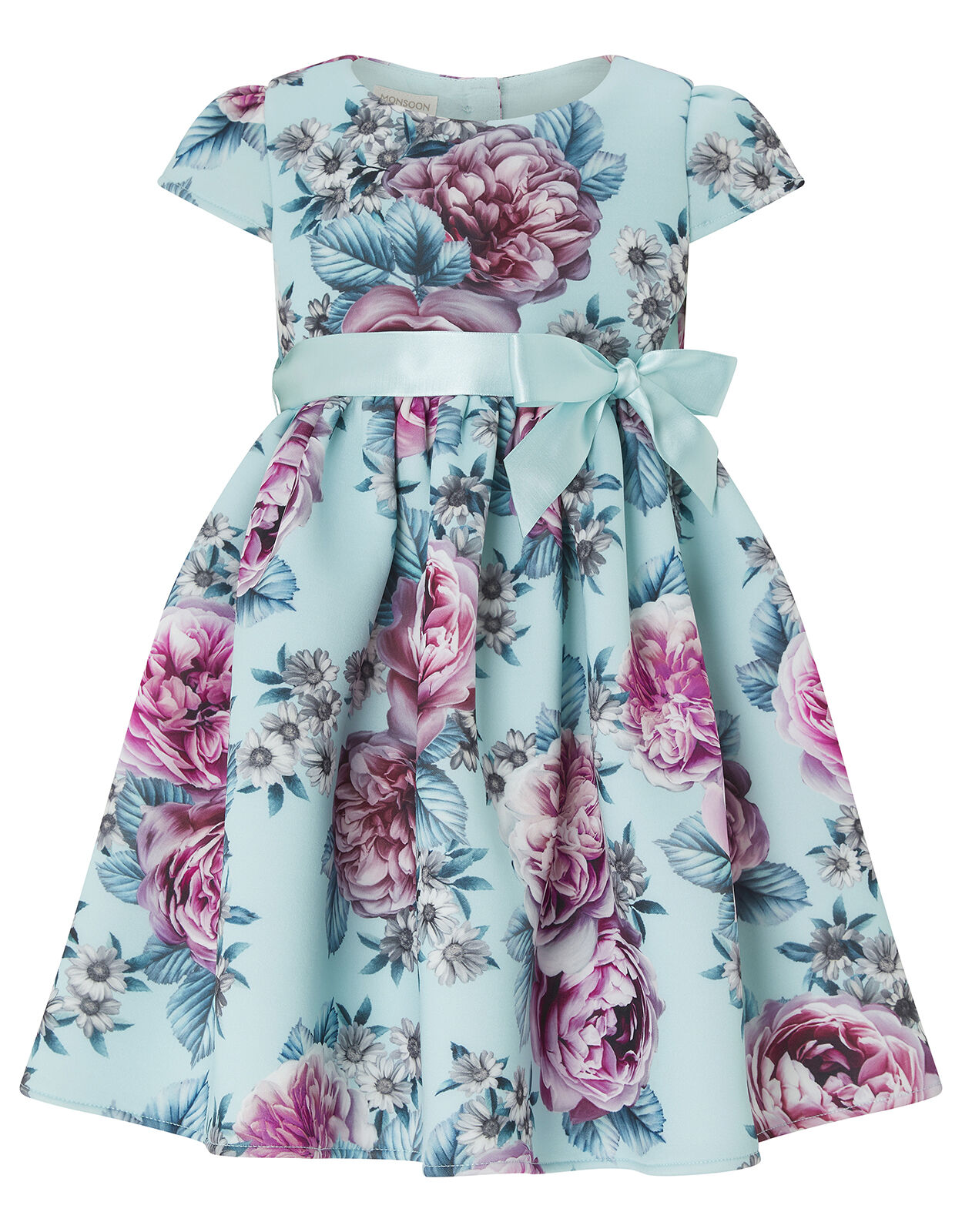 Baby Leena Floral Scuba Occasion Dress Blue