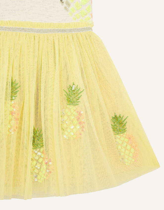 Sequin Pineapple Disco Dress, Yellow (YELLOW), large