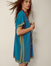 Maeve V-Neck Mini Kaftan, Blue (TURQUOISE), large