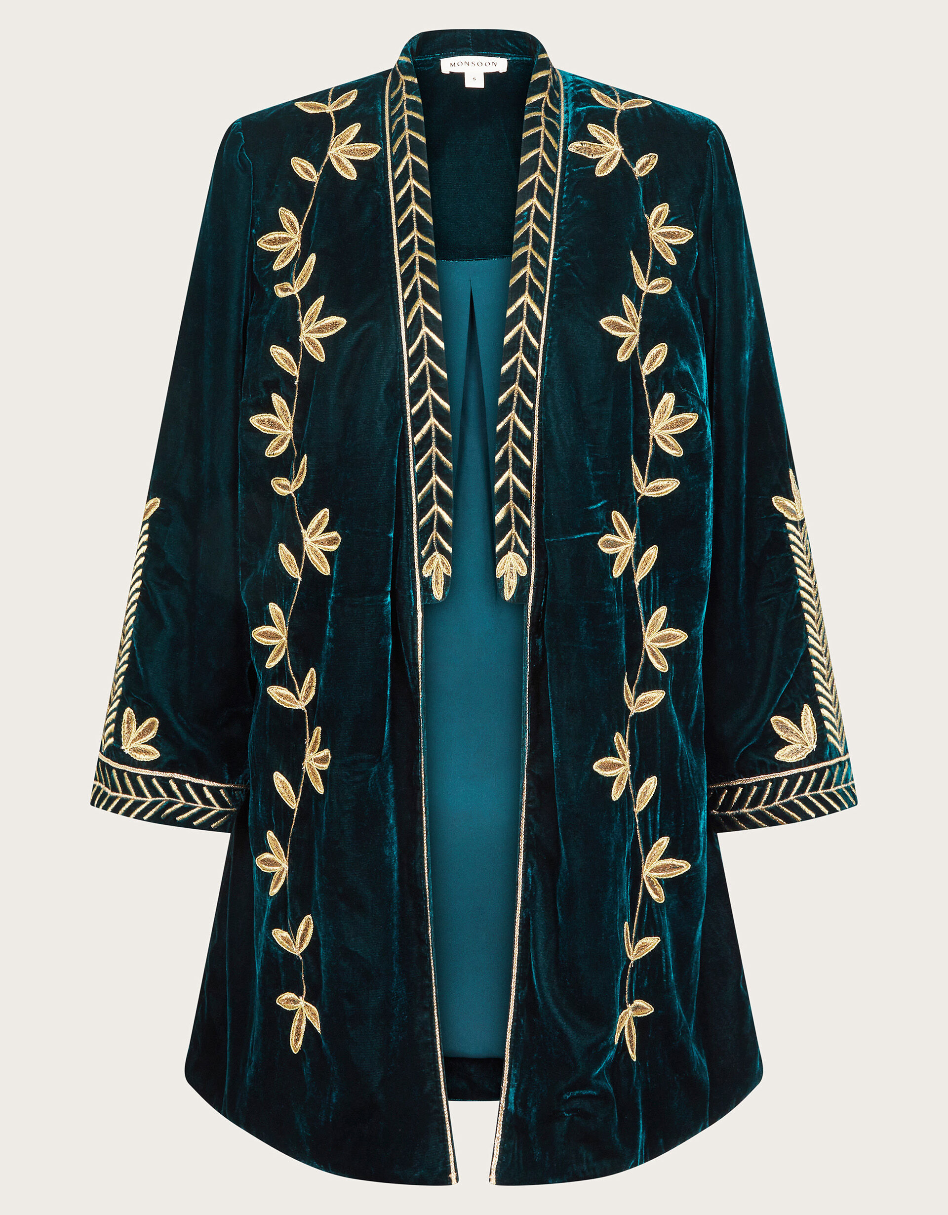 Velvet embroidered coat sales
