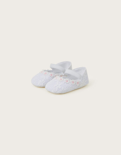 Baby Daisy Lace Booties, Ivory (IVORY), large