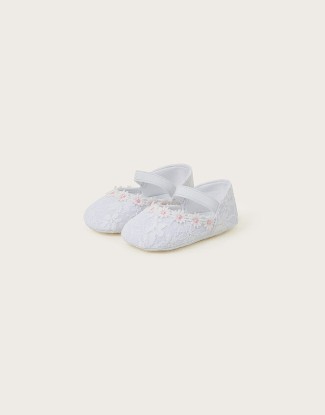 Baby Daisy Lace Booties, Ivory (IVORY), large