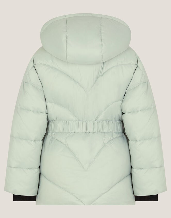 Belted Puffer Coat, Green (SAGE), large