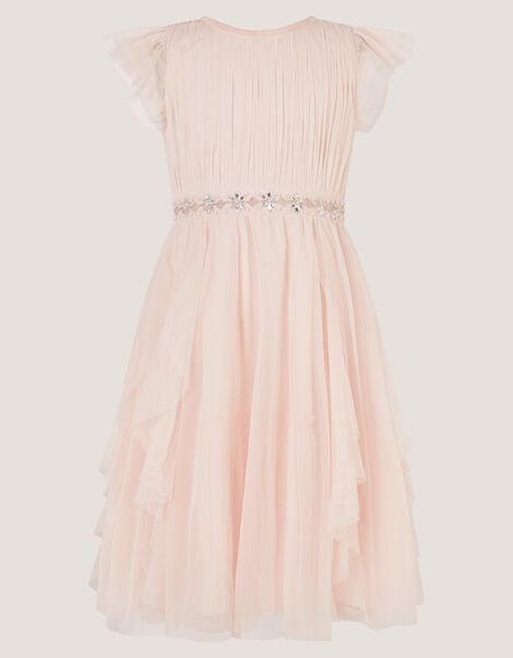Pennie Embellished Ruffle Party Dress, Pink (PALE PINK), large