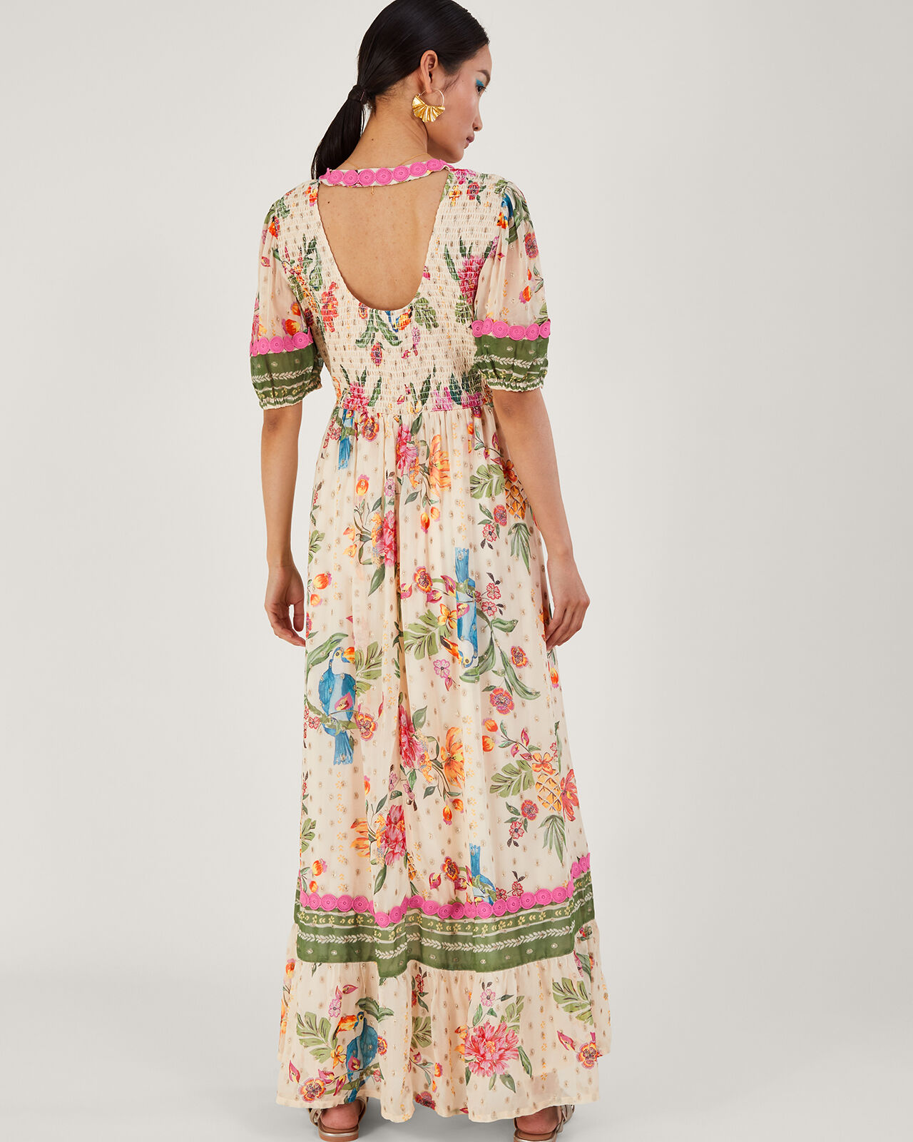Metallic embroidered hot sale maxi dress