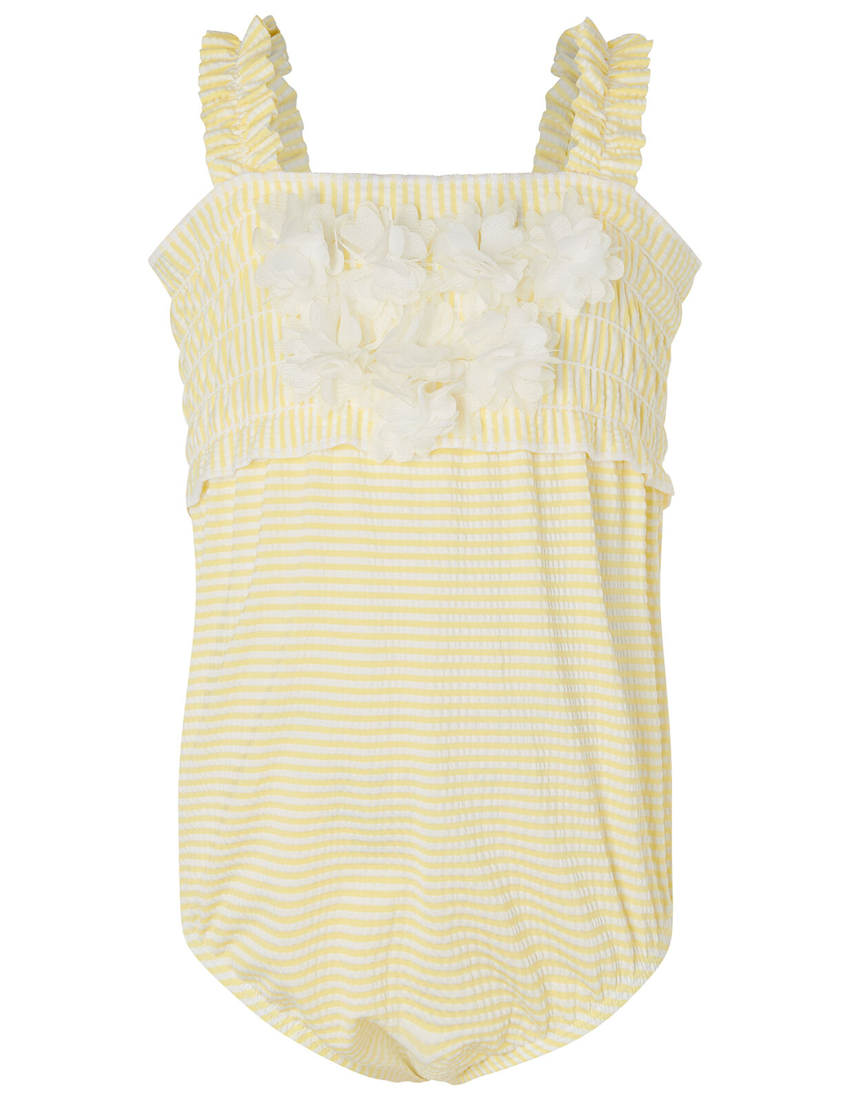 Baby Seersucker Flower Swimsuit Yellow