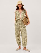 Elma Print Balloon Pants, Green (KHAKI), large