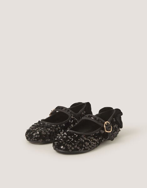Sequin Mary Jane Ballet Flats, Black (BLACK), large