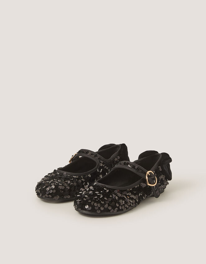 Sequin Mary Jane Ballet Flats, Black (BLACK), large