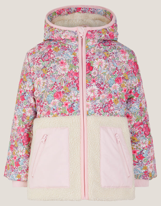 Floral Borg Hooded Jacket, Pink (PINK), large