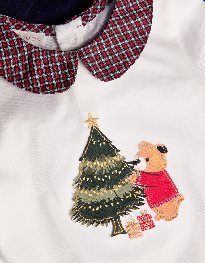 Newborn Christmas Bear Bodysuit & Trousers Set, Blue (NAVY), large
