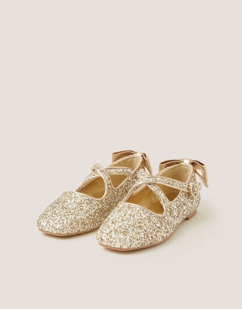Sequin Mary Jane Ballet Flats, Gold (GOLD), large