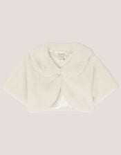 Faux Fur Collared Shrug, Ivory (IVORY), large