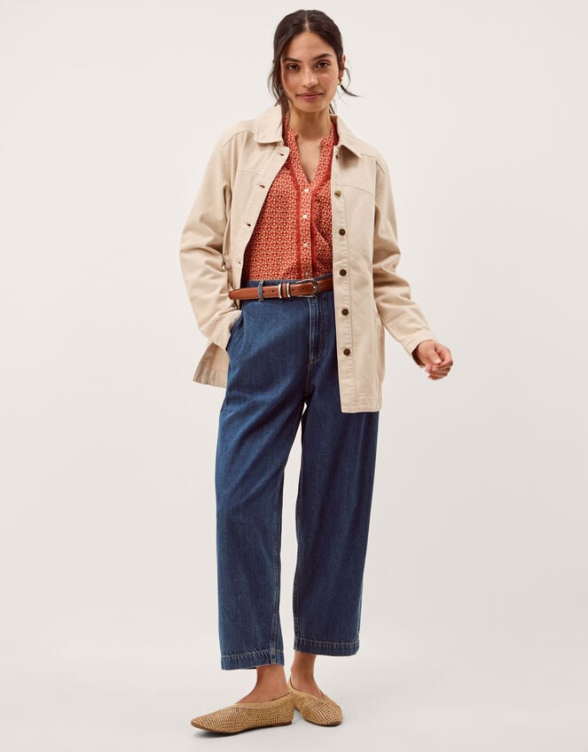 Mabel Longline Denim Jacket, Natural (ECRU), large