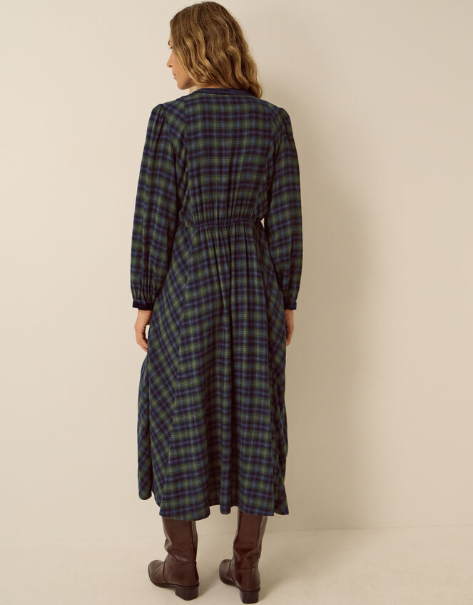 Bella Velvet Check Print Midi Dress, Blue (NAVY), large