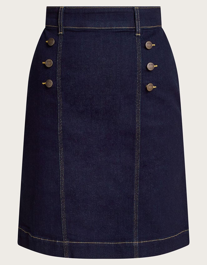 Rosa Button Denim Skirt Blue, Skirts