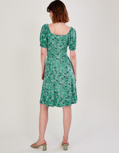 Lace Trim Jersey Short Dress, Green (GREEN), large