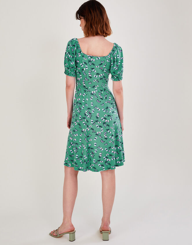 Lace Trim Jersey Short Dress, Green (GREEN), large