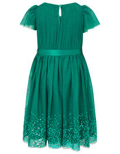 Tulle Sequin Wrap Dress, Green (GREEN), large