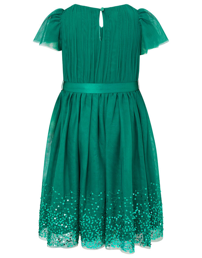 Tulle Sequin Wrap Dress, Green (GREEN), large
