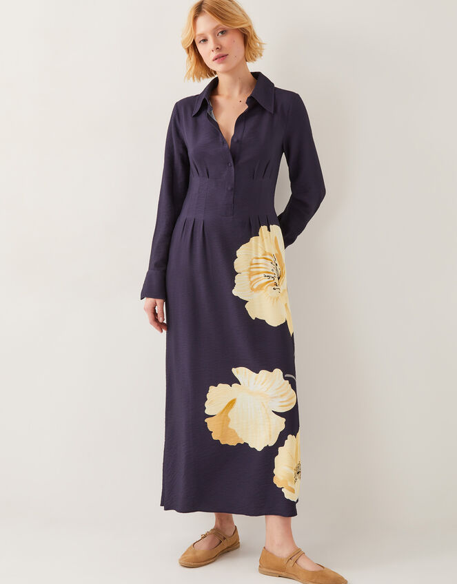 Fearne Floral Midi Shirt Dress, Blue (NAVY), large