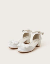 Communion Bow Two-Part Satin Heels, White (WHITE), large
