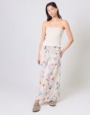 Traffic People Aurora Floral Print Maxi Skirt, Cream (CREAM), large