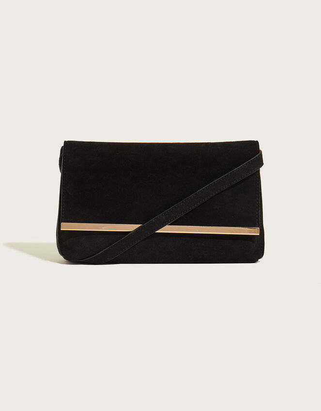 Leather Gold Bar Cross-Body Bag, , large