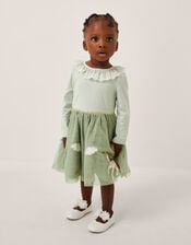 Baby Stripe Unicorn Tulle Dress, Ivory (IVORY), large