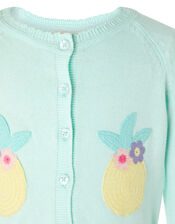 Baby Pineapple Knit Cardigan, Blue (AQUA), large