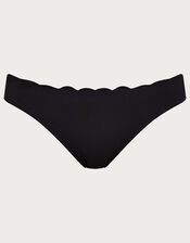 Scallop Edge Plain Bikini Bottoms, Black (BLACK), large