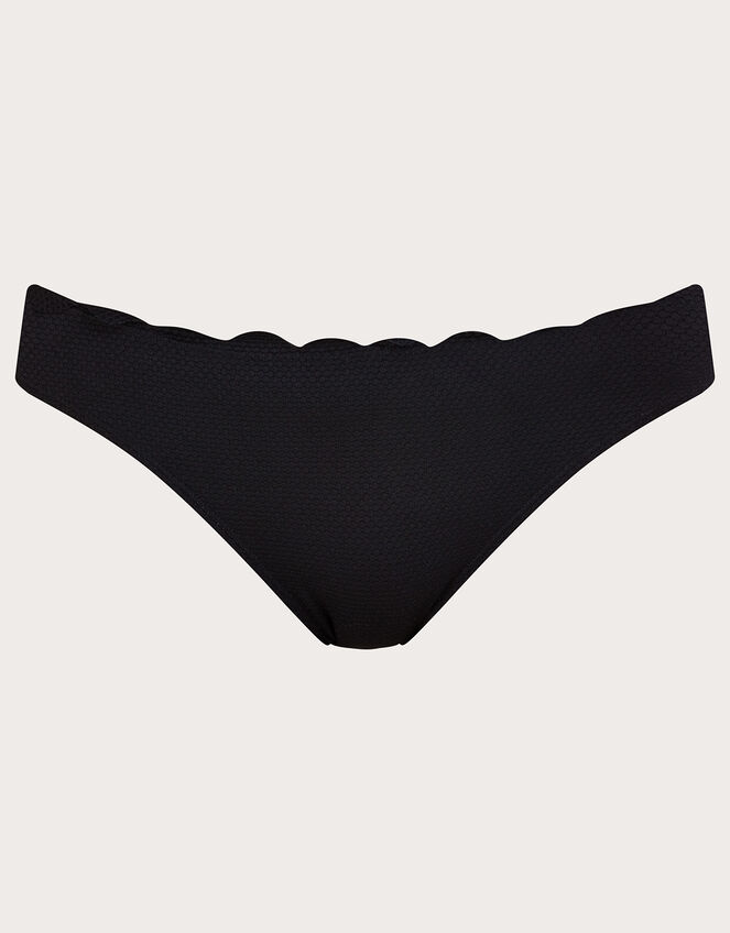 Scallop Edge Plain Bikini Bottoms, Black (BLACK), large