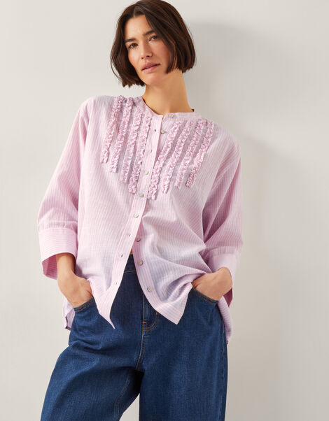 Laura Ruffle Stripe Shirt, Pink (PINK), large