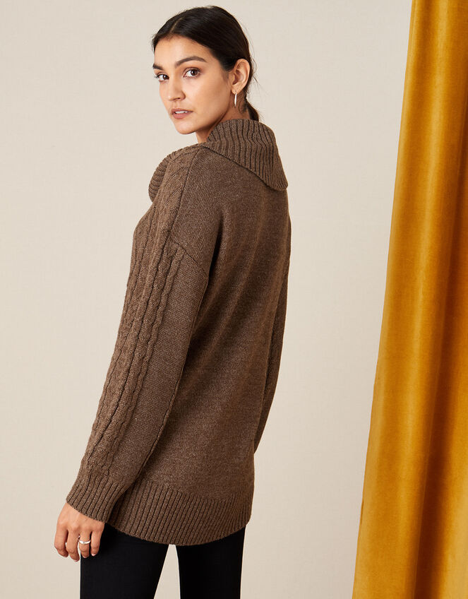 Ida Cable Cowl Neck Jumper Brown | Jumpers | Monsoon Global.