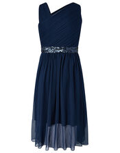 Abigail One Shoulder Prom Dress, Blue (NAVY), large