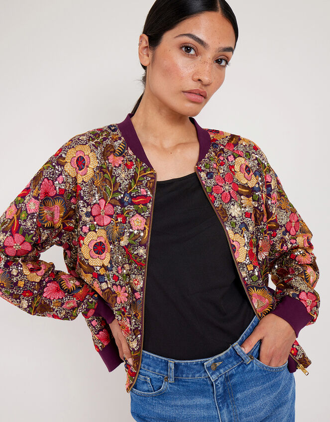 East Rio Sequin Bomber Jacket, Multi (MULTI), large