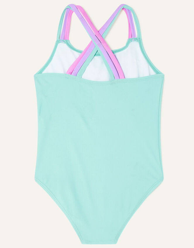 3D Unicorn Swimsuit with Recycled Polyester, Blue (TURQUOISE), large