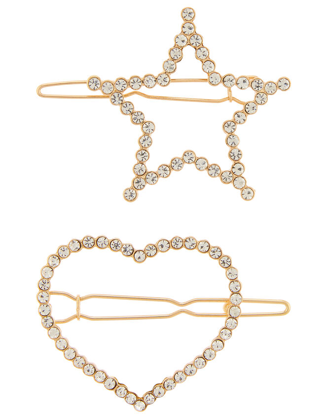 2 Selena Diamante Hair Clips, , large