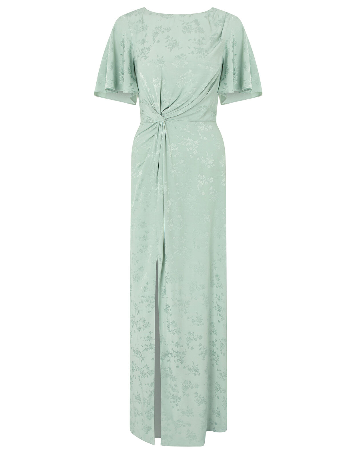 Ellinor Satin Jacquard Maxi Dress Green