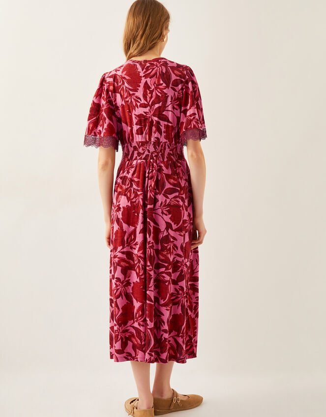 Aimee Floral Print Jersey Midi Dress, Pink (PINK), large